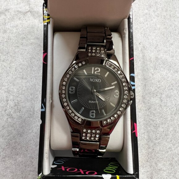 XOXO Women's Gunmetal Gray Analog-Quartz Bracelet Wristwatch - New in Box - Picture 3 of 5